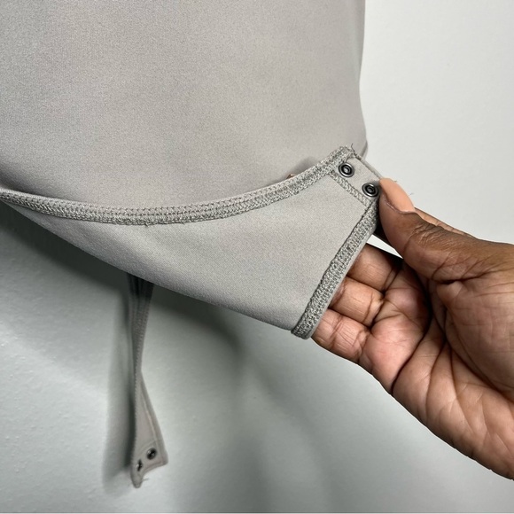 Abercrombie and Fitch Women Bodysuit Small Soft AF Tan Gray Thong Dipped‎ Back - Picture 3 of 9